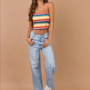 Princess Polly Alivia Striped Rainbow Tube Top